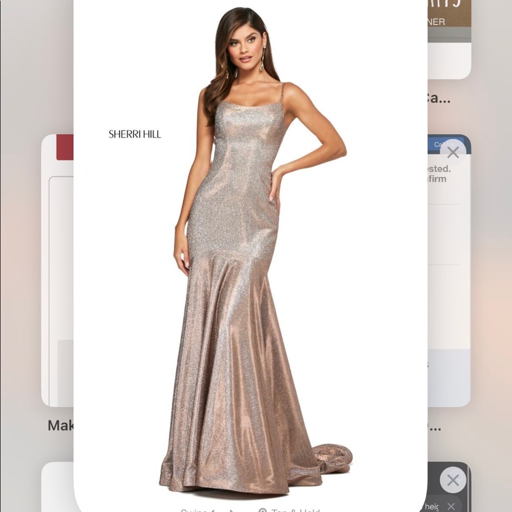 Sherri hill rose gold/sparkly dress